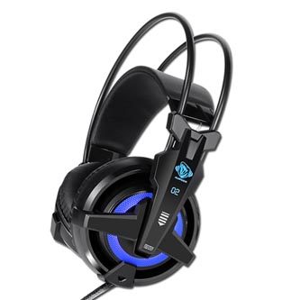 E-BLUE Auroza EHS950 FPS czarne / słuchawki gamingowe z mikrofonem / regulacja głośności / USB niebieskie podświetlenie / wibracyjne