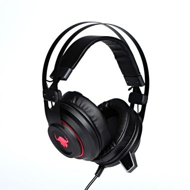 Red Fighter H3 / słuchawki gamingowe z mikrofonem / 2x jack 3,5mm+USB / podświetlenie / regulacja głośności / czarno-czerwone
