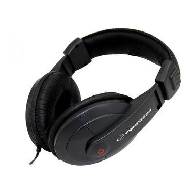 Esperanza EH120 Reggae czarna / słuchawki stereo / jack 6,3 mm / regulacja głośności / 2 m