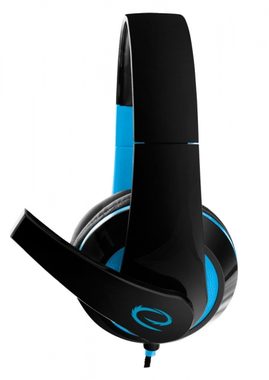 Esperanza EGH300B Condor czarno-niebieski / zestaw słuchawkowy stereo do gier z mikrofonem / gniazdo 3,5 mm / regulacja głośności / 2 m