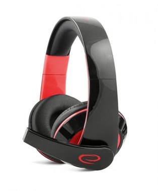 Esperanza EGH300R Condor czarno-czerwony / zestaw słuchawkowy stereo do gier z mikrofonem / gniazdo 3,5 mm / regulacja głośności / 2 m