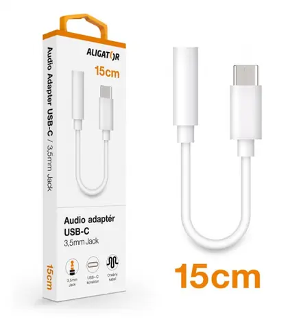 Adapter audio Aligator USB-C na Jack 3,5 mm, biały