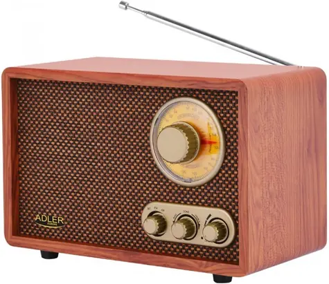Adler AD 1171 brązowy / Radio retro / FM / AM / Bluetooth / 10W