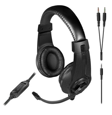 Zestaw słuchawkowy stereo do gier LEGATOS czarny / słuchawki do gier / mikrofon / gniazdo 3,5 mm / regulacja głośności