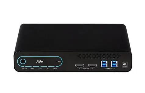 Skrzynka multimedialna Aver / 4K 60 fps / 3x wejście HDMI / 2x wyjście HDMI / 3x USB 2.0 typu A / 2x USB 3.0 B / RJ-45 / PoE+
