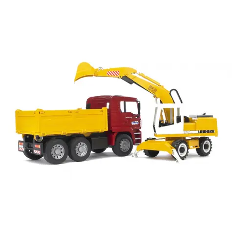 Ciężarówka Bruder 02751 MAN TGA z koparką Liebherr / 1:16 / od 3 lat