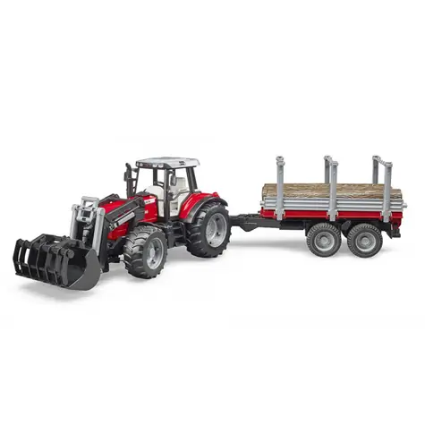 Bruder 02046 Massey Ferguson 7480 z ładowaczem czołowym i transporterem drewna / 1:16 / od 3 lat