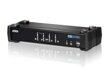 Aten CS1764A / 4- Port przełącznik DVI USB 2.0 KVMP / 4X kable DVI-D / 2- Port koncentrator / Audio