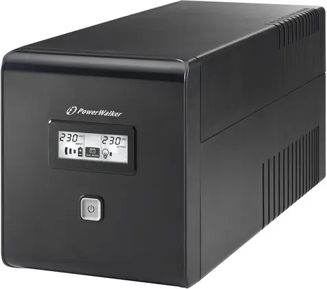 PowerWalker VI 1000 LCD UPS / UPS zapasowy / 1000 VA / 2x Schuko / 2x IEC / RJ11 / RJ45 / USB 