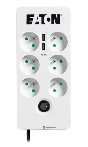 EATON Protection Box PB6UF / ochrona przeciwprzepięciowa / 6 gniazd / 2x Port USB
