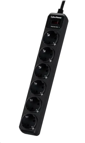 CyberPower B0620SC0-DE czarny / Ochrona przeciwprzepięciowa / 6 gniazd / wyłącznik / 1,8 m