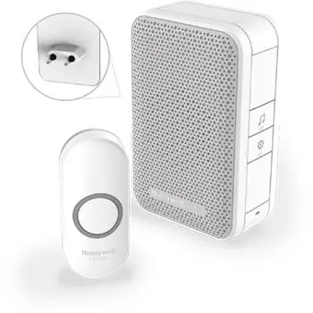 Bezprzewodowy dzwonek do drzwi Honeywell Home DC311NP2 Seria 3/4 melodie / podstawa gniazda biały / design. przycisk
