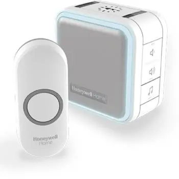 Bezprzewodowy dzwonek do drzwi Honeywell Home DC515N Seria 5 / 150 m / 6 melodii / podstawa przenośna biała / design. przycisk