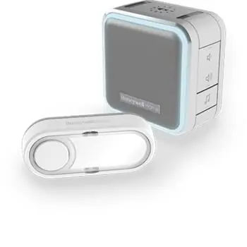 Bezprzewodowy dzwonek do drzwi Honeywell Home DC515SG seria 5 / 150 m / 6 melodii / podstawa przenośna szary / przycisk nazwy