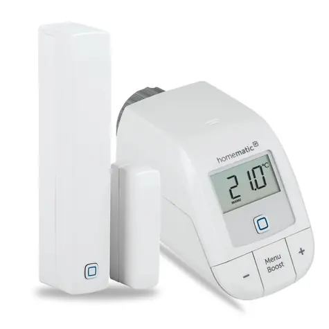 Zestaw startowy Homematic IP - sterowanie ogrzewaniem / 1x Głowica termostatyczna i 1x Czujnik na okno i drzwi - magnetyczny 