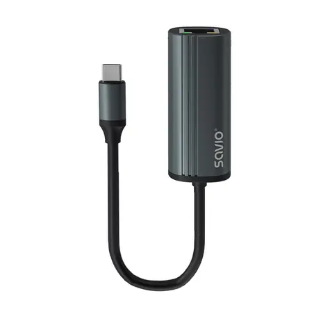 Savio AK-56 szary / Adapter Ethernet / 1x Gigabit RJ45 / 1x USB-C 3.1