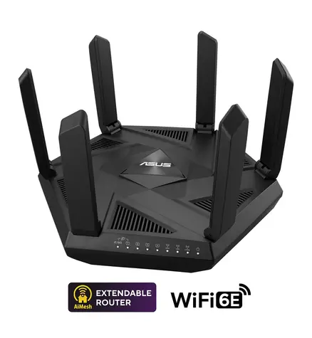 Asus RT-AXE7800 / Router Wi-Fi AXE7800 / 2,4 GHz 574 Mbps / 5 GHz 4804 Mbps / 6 GHz 2402 Mbps / WAN + 4X LAN / USB 3.2