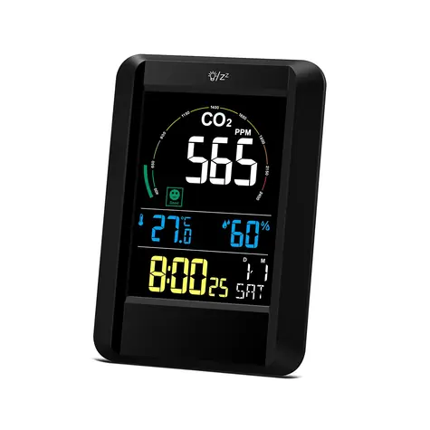 Airbi CO2AIR - cyfrowy miernik dwutlenku węgla / czujnik temperatury + wilgotności / budzik