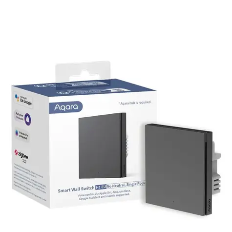 Aqara SMART Wall Switch H1 EU (bez przewodu neutralnego, pojedynczy klawisz) (WS-EUK01-G) przełącznik z przekaźnikiem Szary / ZigBee