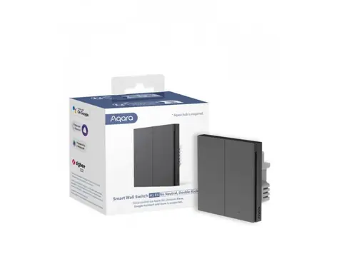 Aqara SMART Wall Switch H1 EU (No Neutral Double Rocker) (WS-EUK02-G) Przełącznik z podwójnym przekaźnikiem Szary / ZigBee