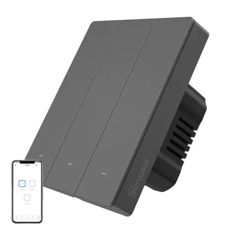 Sonoff SwitchMan Smart Wall Switch M5 Matter Dark Gray / 3-Button / 80 mm