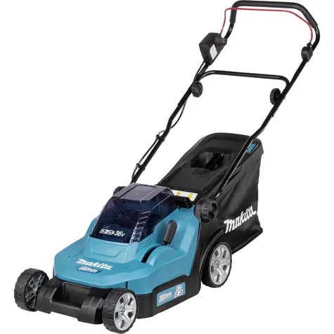 Makita DLM382CM2 / Kosiarka akumulatorowa / 2x18V / do 560 m2 / szer. 38 cm / kosz 40 l / 2x Aku 4,0 Ah