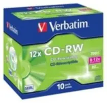 10 szt. CD-RW 700MB Verbatim 8-12× High Speed / JewelCase