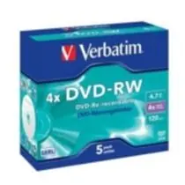 5 sztuk DVD-RW 4,7 GB Verbatim 4X / JewelCase