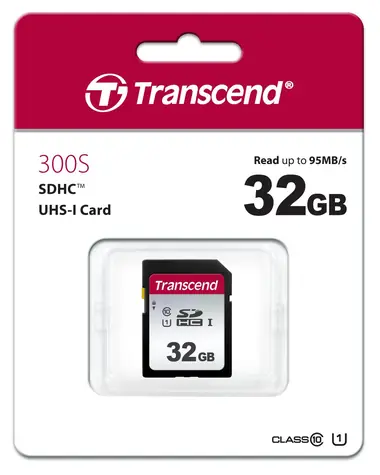 Transcend 300S SDHC 32 GB / UHS-I / U1 / R: 95 MB / W: 25 MB