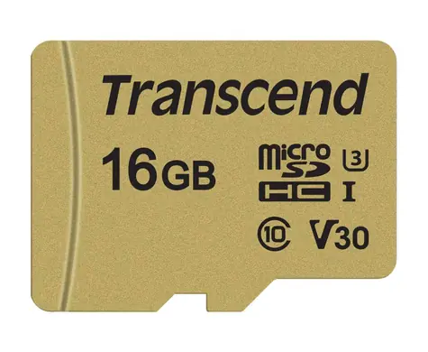 Transcend 500S Micro SDHC 16 GB + adapter / UHS-I / U3 / V30 / R: 95 MB / W: 60 MB