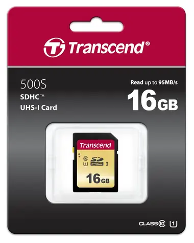 Transcend 500S SDHC 16 GB / UHS-I / U1 / R: 95 MB / W: 60 MB