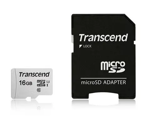 Transcend 300S 16 GB Micro SDHC (z adapterem) / Micro SDHC / UHS-I U1 / Class 10 / z adapterem