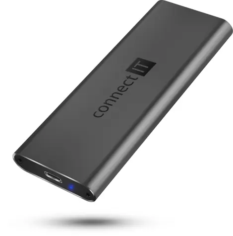 Connect IT AluSafe / Zewnętrzna skrzynka na dyski M.2 NVMe SSD / 10 Gbps / USB-C 3.2 Gen2 / 2230 i 2242 i 2260 i 2280 mm
