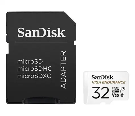 SanDisk High Endurance microSDHC 32 GB + adapter / klasa 10 / UHS-I / U3 / V30 / odczyt: 100 MB / zapis: 40 MB