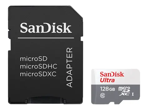 SanDisk Ultra microSDXC 128 GB + adapter / klasa 10 / UHS-I / odczyt: do 100 MB