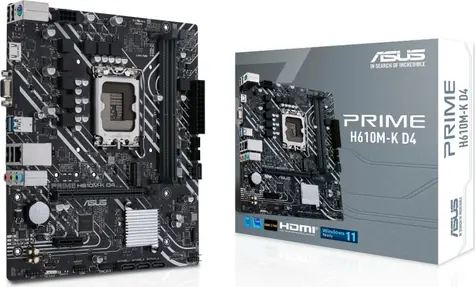 Asus Prime H610M-K D4 / H610 / LGA 1700 / 2x DDR4 / PCIEx16 / 1x GLAN / microATX