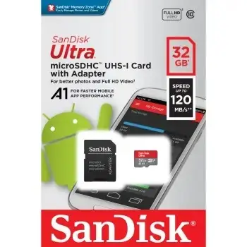 SanDisk Ultra microSDHC 32GB + adapter / klasa 10 / A1 / UHS-I / odczyt: do 120MB