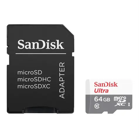 SanDisk Ultra microSDXC 64 GB + adapter / klasa 10 / UHS-I / odczyt: do 100 MB