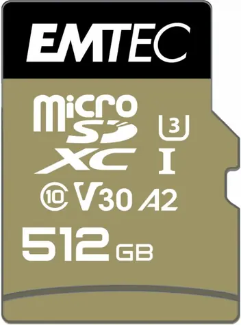 EMTEC SpeedIN Pro microSDXC 512GB + adapter / Klasa 10 / UHS-I / U3 / A2 / V30 / odczyt 95MBs / zapis 80MBs 