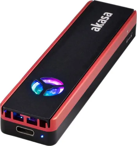 Akasa AK-ENU3M2-06 czarno-czerwona / ramka zewnętrzna dla M.2 SATA/NVMe SSD / USB-C 3.2