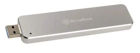 Zewnętrzna skrzynka Silverstone MS09S na dysk SSD M.2 z wysuwanym złączem USB 3.1 srebrna / 2260 i 2280 / Plug & Play