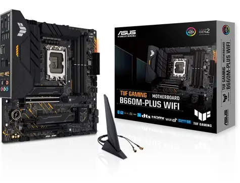 Asus TUF GAMING B660M PLUS WIFI / Intel B660 / LGA 1700 / 4X DDR5 / PCI express 5.0 / 2x PCIe x16 / 1x RJ-45 / mATX