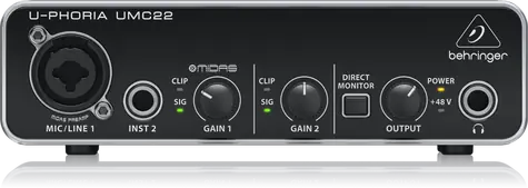 Behringer UMC22 / Zewnętrzna karta dźwiękowa / USB / XLR / 6,3mm