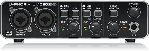 Behringer UMC202HD / Zewnętrzna karta dźwiękowa / USB / XLR / 6,3mm