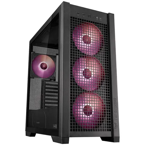 Asus TUF GAMING GT302 TG czarny / E-ATX / 2x USB 3.0 / USB-C / 4X 140mm / bez źródła zasilania / strona przezroczysta 