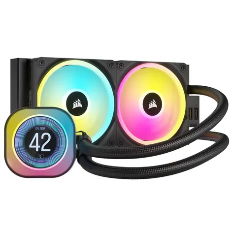 Corsair iCUE LINK H100i RGB LCD czarny / 2x 120mm / 480-2400 RPM / 63,1 CFM / Intel + AMD