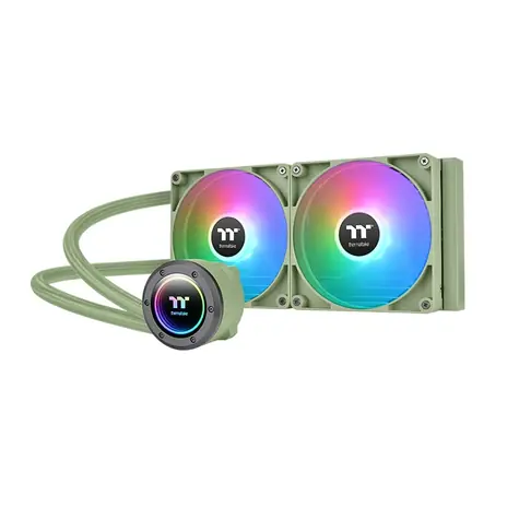 Chłodzenie wodne procesora Thermaltake TH280 V2 ARGB zielone / AIO / 2 x 140 mm / 1800 obr./min @ 34,7 dB / 84,32 CFM / wyprzedaż