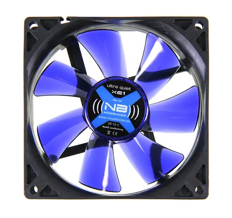 Noiseblocker BlackSilent Fan XE1 niebieski / 92 mm / 17 dB przy 1500 obr./min / 29,42 CFM / 3-pin