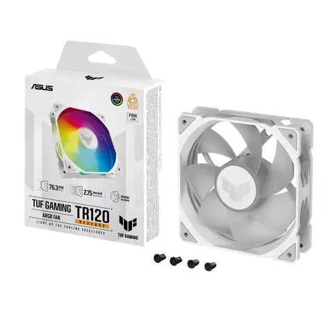 Asus TUF GAMING TR120 ARGB Reverse biały / 120 mm / Łożysko hydrauliczne / 2000 RPM / 76,3 CFM / 29 dB