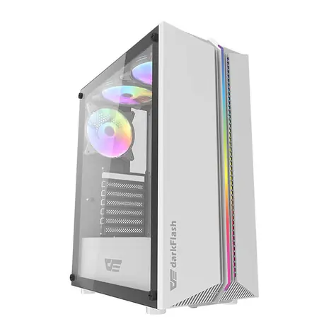 darkFlash DK151 LED biały / ATX / 3x 120 mm / 3x USB-A / strona przezroczysta / bez źródła zasilania 